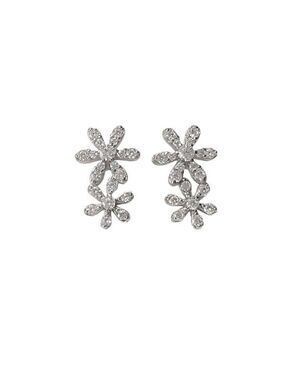 Sterling Silver CZ double daisy stud earrings